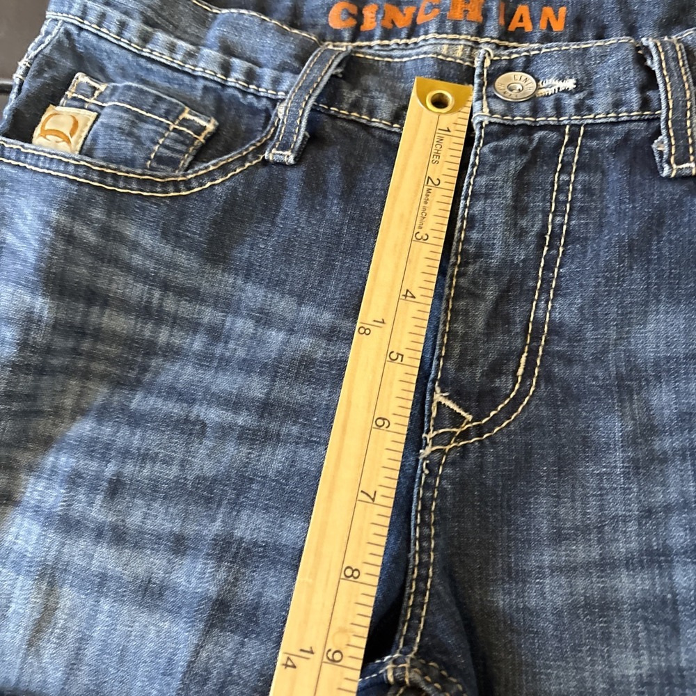 Cinch Men's Ian White Label Relaxed Fit 31 Distressed Med Wash 32x28 hemmed - Picture 7 of 10